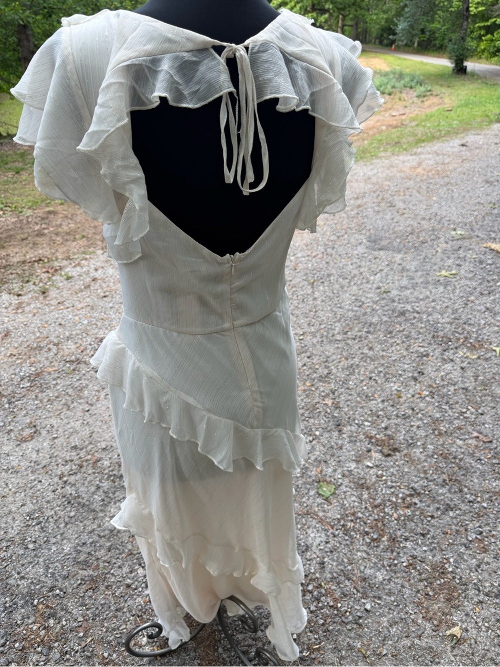 Francesca's Collections White Ruffled V‑Neck Maxi Dress - Picture 8 of 9